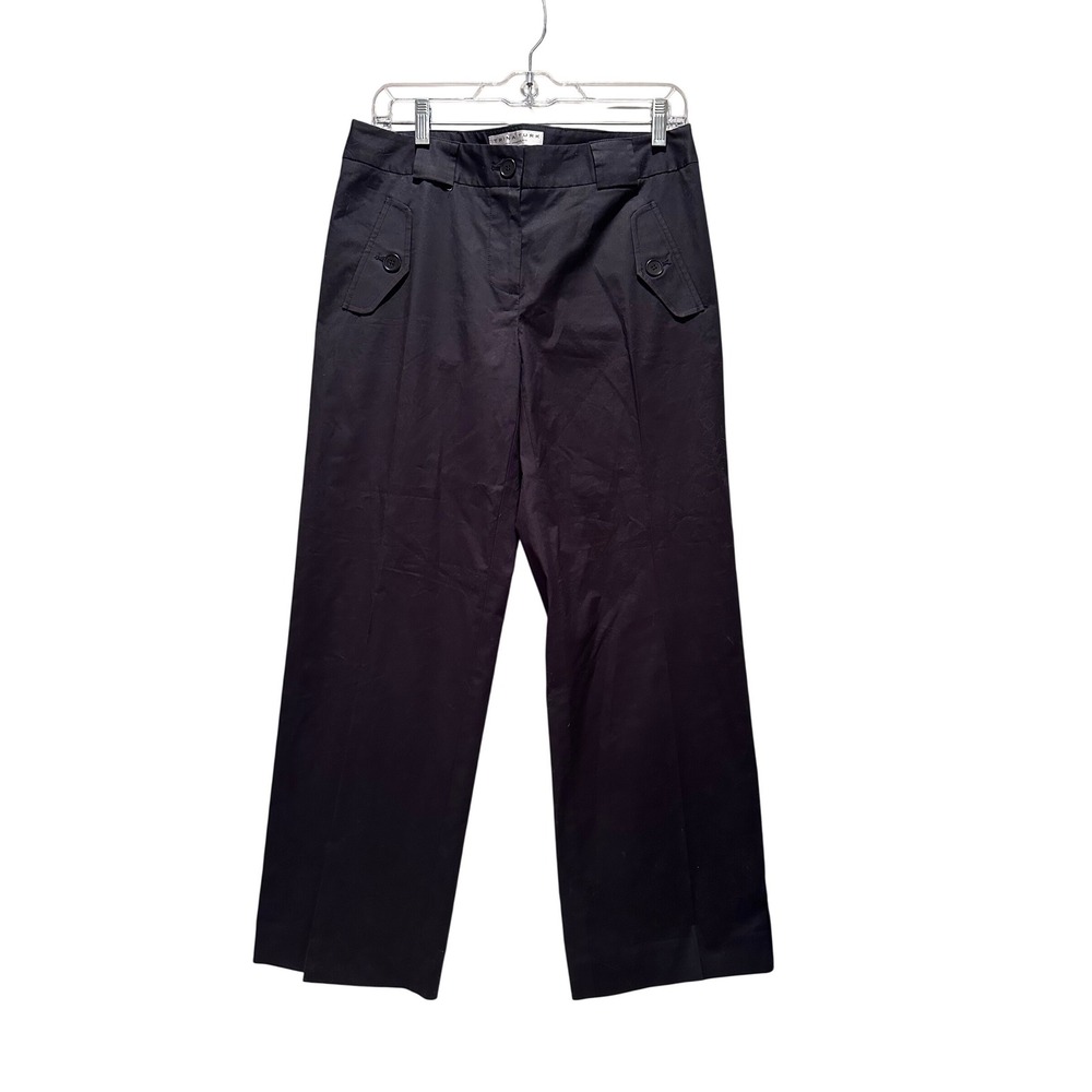 Trina Turk Pants Black Cotton Stretch Straight Leg Made in USA 6 Trousers
